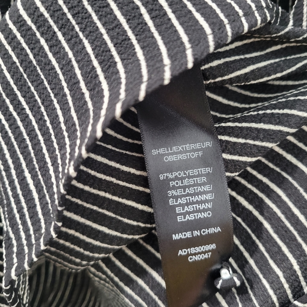 Adriana Papell Printed Crepe Black and White Striped Long Sleeve Blouse Size L - Picture 12 of 14